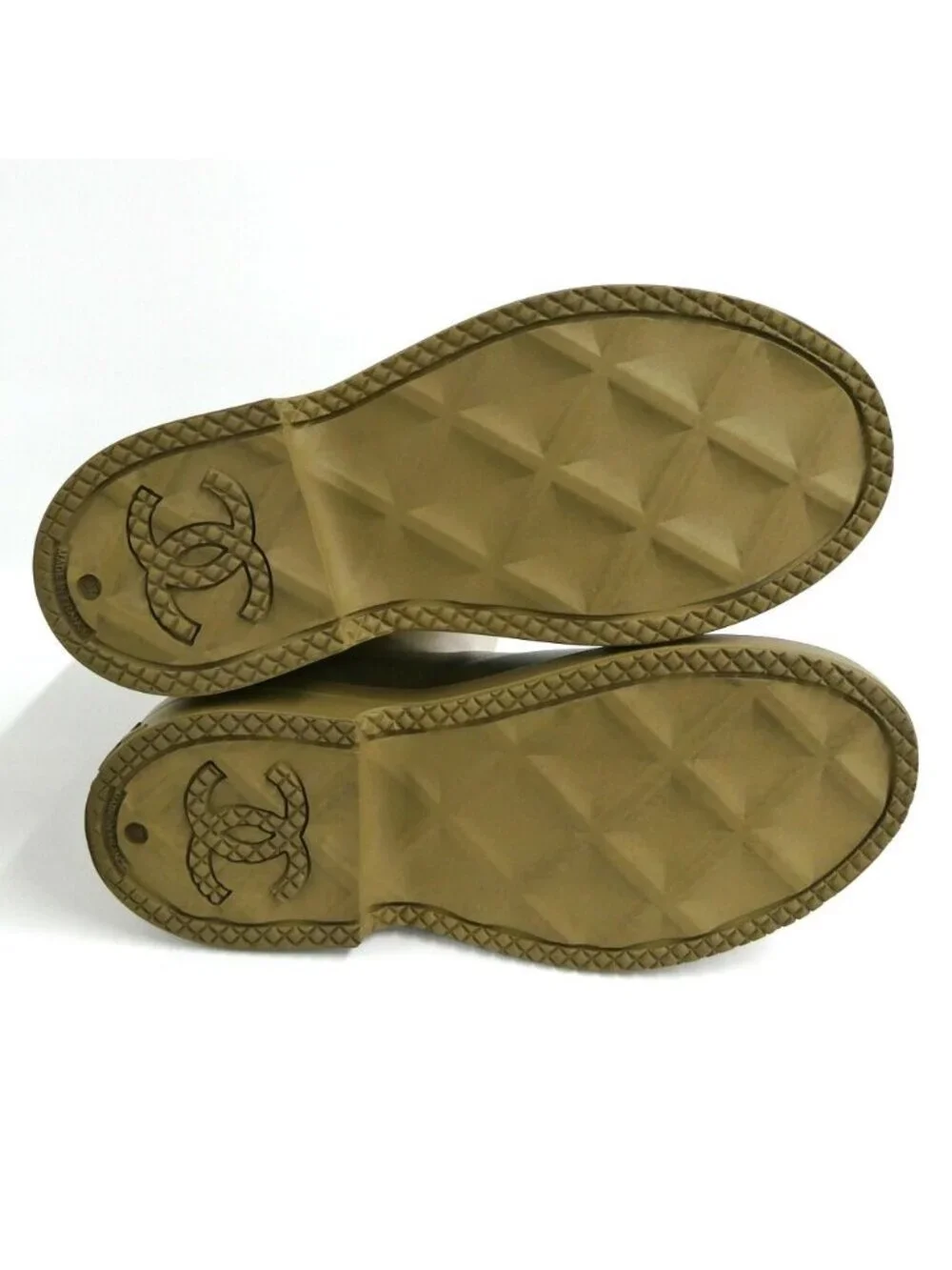 Chanel Lava Rain Boots Long 37 Dark Beige Khaki Shoes